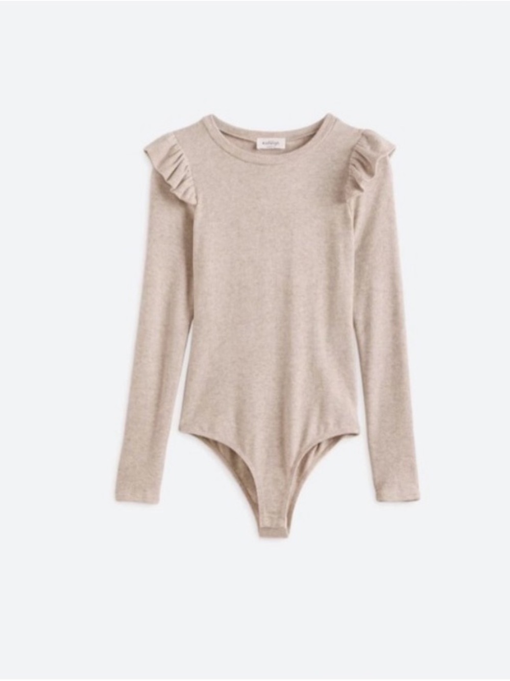 Ruffle Shoulder Long Sleeve Bodysuit - Cream